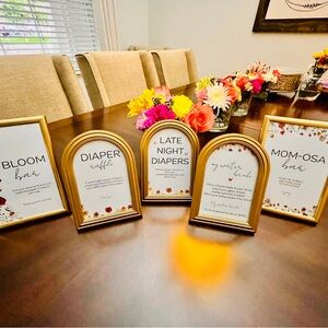 Set of 5 Framed Baby Shower table Signs - Bloom/Floral Theme